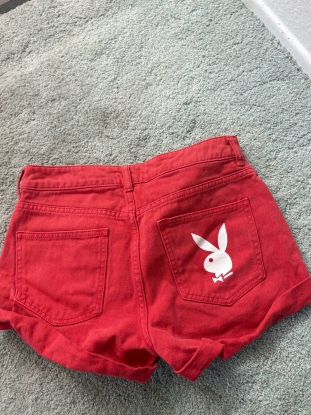 PacSun Red Playboy Bunny High-Rise Denim Shorts